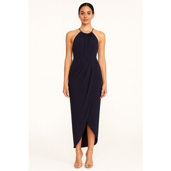 NWT Shona Joy High Neck Ruched Draped Maxi Dress Navy Blue NWT Shona Joy High Neck Ruched Draped Maxi Dress Navy Blue
